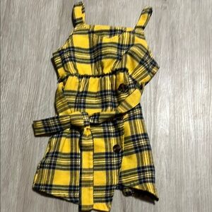 Yellow Plaid Sleeveless Dress